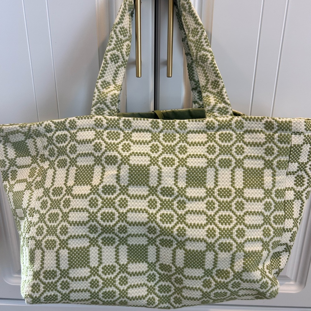 Matta Olive and Cream Geometric Tote
